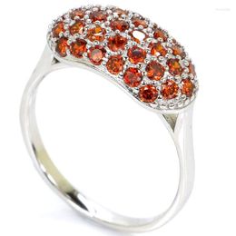 Cluster Rings 18x9mm 3.3g Jazaz Ravishing Top Orange Spessartine Garnet Lemon Citrine Females Daily Wear Real 925 Solid Sterling Silver