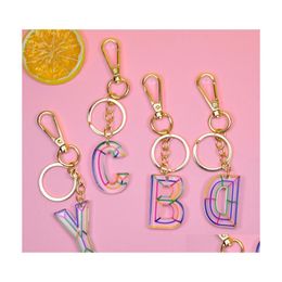 Key Rings Acrylic Letter Keychains Fashion Car Keyrings Holder Chains Accessories Personalised A Z 26 Alphabets Bag Charms Pendants Dhvqi