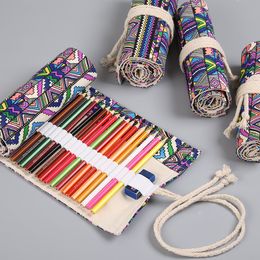 Pencil Bags The Stationery National Canvas Printed Simplicity Roll Bag 1224364872 Holes Sketch Curtain 230130