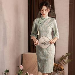 Ethnic Clothing Women Vintage Imploved Lace Qipao Traditional Chinese Style Slim High Split Cheongsams Robe Orientale Vestido
