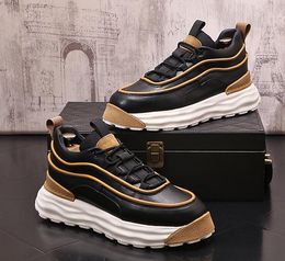 Designer Leather Fashion Men Genuine Sneaker Shoes Breathable Casual Skateboard Spring Autumn Daily Walking Classic Wear