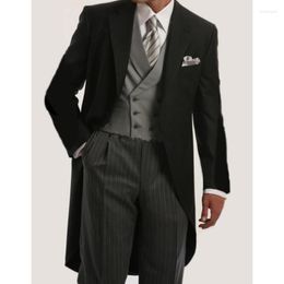 Men's Suits Custom Made Tailcoat With Stripes Pants Men Suit Tuxedo (Jacket Vest) Mens For Wedding Groom Man Gentleman