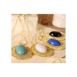 Pendant Necklaces Necklace Accessories Women Jewellery Oval Cutout Gem Lovers Gold Plated Chain Vintage Drop Delivery Pendants Dhjic