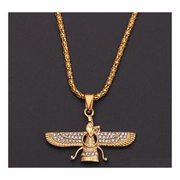Pendant Necklaces Gold Punk Long Chain Hip Hop Eagle Man And Women Jewellery Egyptian Trendy Cross Angel Isis Necklace Drop Delivery Pe Dhcny