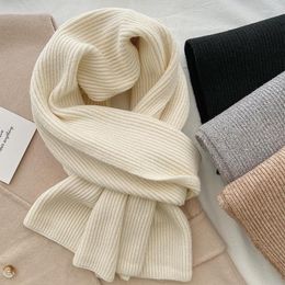 Scarves Women Warm Casual Kintted Winter Scarf Solid Cashmere Woollen 2023 Shawl Design Brand Pashmina Warp Blanket Echarpe