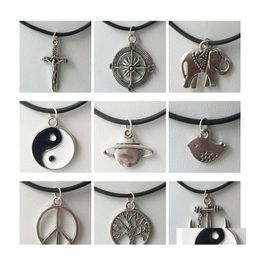 Pendant Necklaces Statement Anchor Leaves Gossip Hand Steering Geometry Necklace Jewellery Compass Circle Round Pendants Dh Drop Delive Dhvda