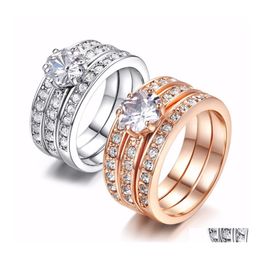 Wedding Rings Pretty Engagement For Cubic Zirconia Three Rounds Sets Cz Stone Ring Set Fashion Jewellery Beautifly Drop Delivery Dhpgh