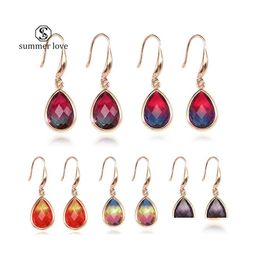 Dangle Chandelier Trendy Teardrop Glass Crystal Earrings Gold Colour Waterdrop Long Earring For Women Girls Fashion Jewelryz Drop D Dhdae