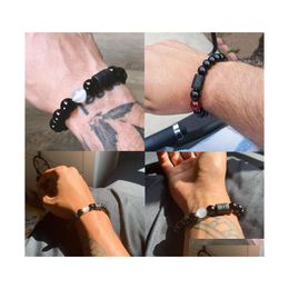 Beaded Strands 12 Constellation Black Agate 10Mm Beaded Bracelets For Men Women Tiger Eyes Beads Natural Stone Bracelet Jewelry Chr Dhlhh