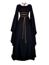 Casual Dresses Vintage Style Women Mediaeval Gothic Floor Length Cosplay Retro Long Gown Woman Clothes 230130