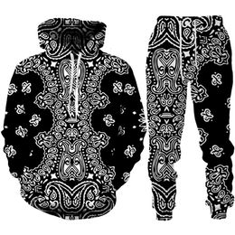 Men's Tracksuits Vintage Pattern 3D Print Men/Women Clothing Suit Ethnic Style Hoodie Pants 2 Piece Set Casual Outfit Couple Sportswear Tracksuit 230130