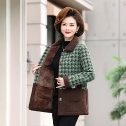 Women's Trench Coats Women Winter Plaid Patchwork Parkas Outwear Warm Jacket Middle Aged Mother Cotton Padded Coat