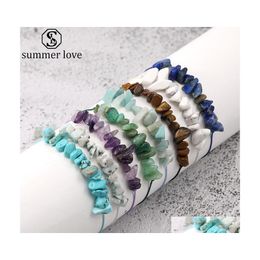 Link Chain Arrival Natural Stone Bracelet For Women Handmade Woven Irregar Gravel Beaded Bangles Adjustable Rope Braceletz Drop Del Dh1El