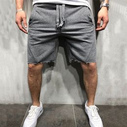 Men's Shorts Wild Style Solid Color Ripped Short Pants Jogger Workout 230130