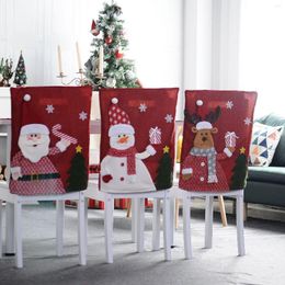 Chair Covers Christmas Cover Santa Clause Snowman Printed Back Decoration For Home Dinner Table Year Ornament