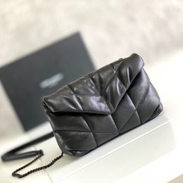 Loulou Puffer Mini Genuine Leather Crossbody Bag Black Super Soft 23cm Three Gold Silver Black Hardware Designer Lady Purses