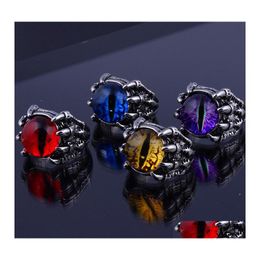 Cluster Rings Evil Eye For Men Women Jewellery 4 Colours Mens Bar Night Club Personality Male Punk Ring Drop Delivery Dhhr6