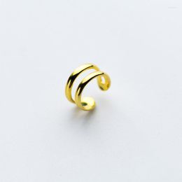 Backs Earrings 925 Sterling Silver Ear Cuff Clip On For Women Gold Earcuff Double Layer Without Pierced Earring Jewellery