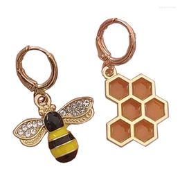 Hoop Earrings F19D Irregular Drop Honeycomb Bee Earring Fashion Jewellery Christmas Gift