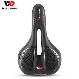 s WEST BIKING Soft Gel MTB Comfortable Shock Absorption Mountain Bike Saddle Non-Slip PU Leather Sile Bicycle Seat Men 0130