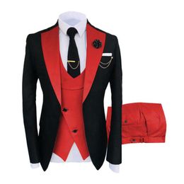 Men's Suits & Blazers Costume Homme Clothing Luxury Party Stage Suit Groomsmen Regular Fit Tuxedo 3 Peices Sets Jacket Vest PantsM