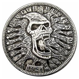 Hobo Coins USA Morgan Dollar Hand Skull Zombie Skeleton Carved Copy Coins Metal Crafts Special Gifts #0036