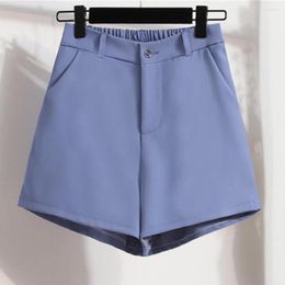 Women's Shorts Suits Women 2023 Summer High Waist Solid Black Office Work Ladies Pocket Blue Wide Leg Trouser M-5XL