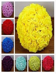 Decorative Flowers 8/20 CM Wedding Artificial Rose Silk Flower Ball Kissing Balls Hanging For Christmas Ornaments Party Decoration 6 Color