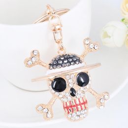 Keychains XDPQQ European And American Creative Skull Keychain Alloy Rhinestone Pendant Halloween Key Chain Birthday Party Gift