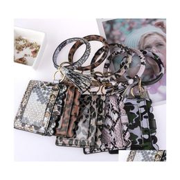 Key Rings Designer Bag Wallet Leopard Print Pu Leather Bracelet Keychain Credit Card Bangle Tassels Ring Handbag Lady Accessories 29 Dhh5V
