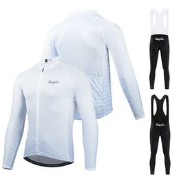 Jersey Sets 2023 Ralvpha NEW White Black Men's Long Sleeve clothing High Quality Mountain Road Cycling Shirt Maillot mbre Ciclismo Z230130