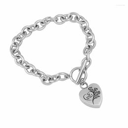 Link Bracelets IJB5048 Heart Cremation Urn Engrave Always In My Keepsake Bangle High Quality Stainless Steel Ahes