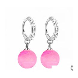 Stud Sier Earrings For Woman Fashion Jewellery High Quality Pink Crystal Zircon Opal Drop Delivery Dhnpx