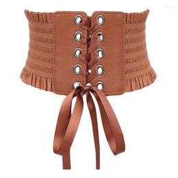 Belts Women Ladies Fashion Stretch Belt Tassels Elastic Buckle Wide Dress Corset Waistband High Quality Solid Colour