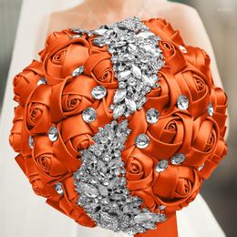 Decorative Flowers Orange Bridesmaid Silk Wrist Corsage Bridal Suit Handmade Party Wedding Props