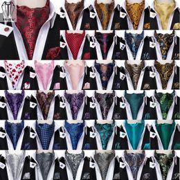 Bow Ties Drop Silk Mens Ascot Hanky Cufflinks Set Jacquard Paisley Floral Vintage Cravat Tie Wholesale For Male Wedding Business