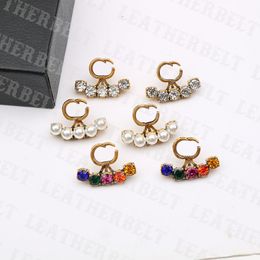 Double Letter Earring Charm Chic Diamond Earrings Women Luxury Ear Jewellery Christmas Gift