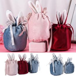 Easter Cute Bunny Gift Packing Bags Velvet Valentine's Day Rabbit Chocolate Candy Bags Wedding Birthday Party Drawstring Bag ss0130