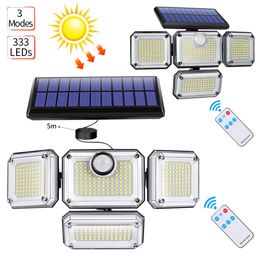 Solar Lights Outdoor with Remote Control Motion Sensor Light 112/333 Led Wall Lamp Waterproof Spotlight Exterior Garage Lighting