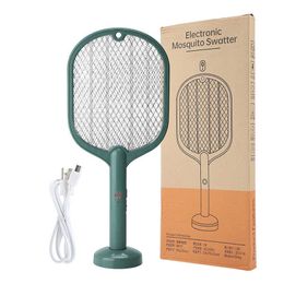 Pest Control USB Rechargeable 2In1 Summer Electric Racket With UV Light Intelligent Kill Fly Swatter Trap Mosquito Killer Lamp 0129