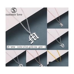 Pendant Necklaces Ancient Letters For Women Stainless Steel Old English Az Initial Necklace Friends Family Party Jewellery Drop Delive Dhgtu