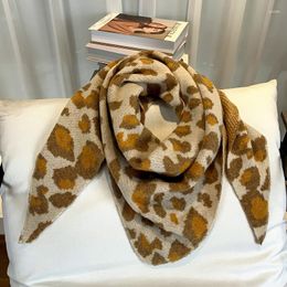 Scarves Fashion All Match Shawl Scarf Women Luxury Cashmere Blend Warm Triangle Pashmina Leopard Print Wraps Bufanda Muffler