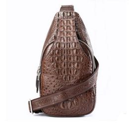 Waist Bags Dongou Crocodile Men Chest Package Leather Shoulder Bag Casual Crossbody Alligator Bone For