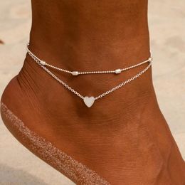 Anklets 2023 Trend Style Women's Love Heart Chains Beach Sandal Ankle Bracelet Anklet Foot Jewellery Holiday Gifts