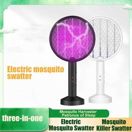 Pest Control Electric 3-in-1 Swatter Killer Lamp USB Rechargeable Mosquito Racket Kill Flies Bug Zapper 0129