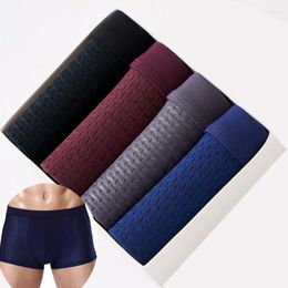 Underpants Boxer Mens Underwear Bomboo Fibre Man Short Breathable Solid Flexible Boxershorts Pure Colour 4Pcs