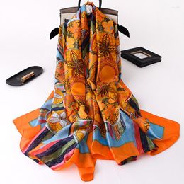 Scarves KOI LEAPING Summer Woman Fashion Flower Printing Long Scarf Party Shawl Headscarf Beach L Gift