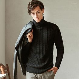 Men's Sweaters Sweater Men Cotton Vintage Warm Oversized Turtleneck Male Pullovers Solid Korean Clothes Long Sleeve Slim Fit Pull Homme Time