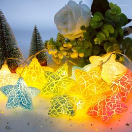 Strings LED Ice Crack Star Lights Battery/USB Christmas Fairy Stars String Warm White Garland Lighting Xmas Wedding Home Decor