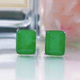 Stud Earrings 925 Sterling Silver 8 10mm Created Emerald Paraiba Tourmaline Gemstone Dangle Drop For Women Anniversary Fine Jewellery